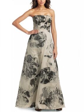 Rene Ruiz Collection Strapless Floral A-line fil coupe Gown
